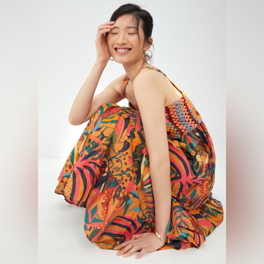 Farm Rio for Anthropologie Crochet Maxi Dress